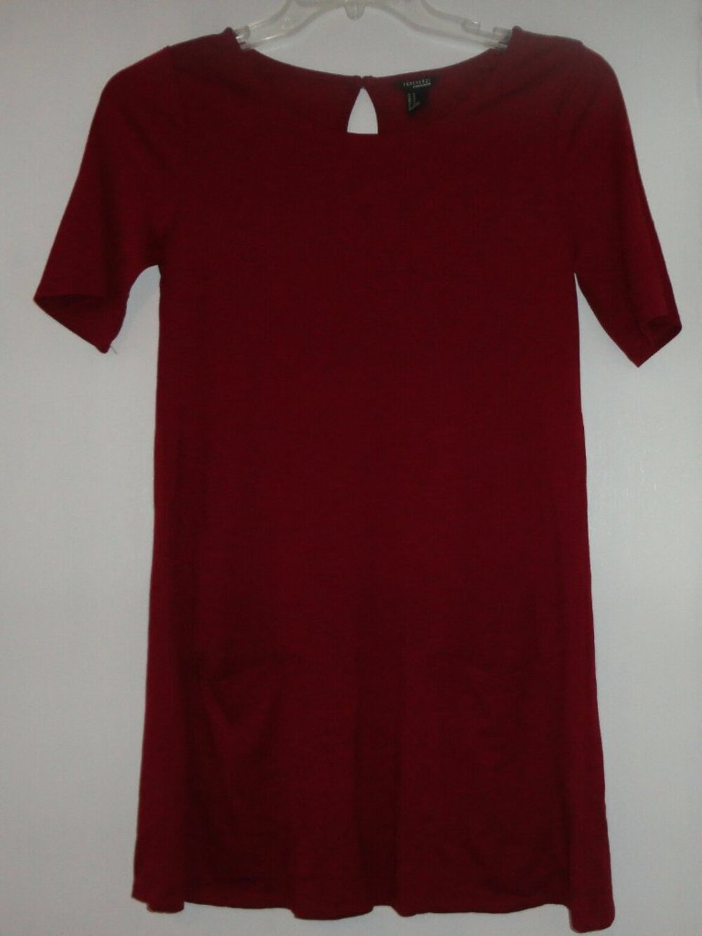 FOREVER 21 GIRL YOUNG LADY Casual Summer Maroon DRESS 2 Pockets Sz M Teen 14-16y